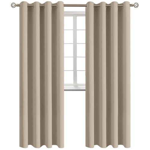 BGment Blackout Curtains - Grommet Thermal Insulated Room Darkening Bedroom and Living Room Curtains, Set of 2 Panels (52 x 95 Inch, Sand)