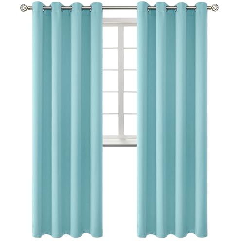 BGment Blackout Curtains - Grommet Thermal Insulated Room Darkening Bedroom and Living Room Curtains, Set of 2 (55 x 96 Inch, Baby Blue)