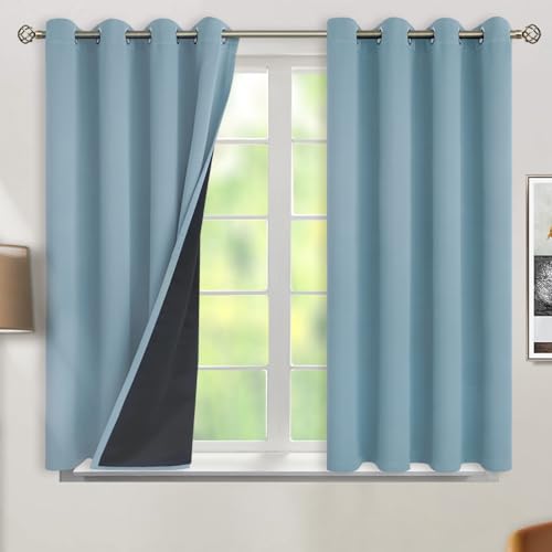 BGment Short 100% Blackout Curtains (Greyish Blue)