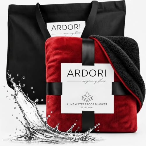 Waterproof Blanket King Size (Red & Black, 82x82") Absorbent, Leakproof Fleece Protector for Bed, Couch - Water Proof and Stain Resistant, Plush Throw Blankets, Moisture Repellant Top Cover, Throws
