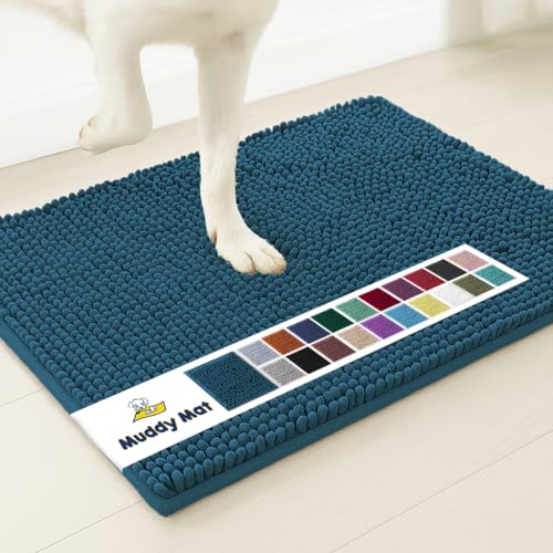 Muddy Mat AS-SEEN-ON-TV Highly Absorbent Microfiber Door Mat and Pet Rug, Non Slip Thick Washable Area and Bath Mat Soft Chenille for Kitchen Bedroom Indoor and Outdoor - Atlantic Blue XXL 60"X48"