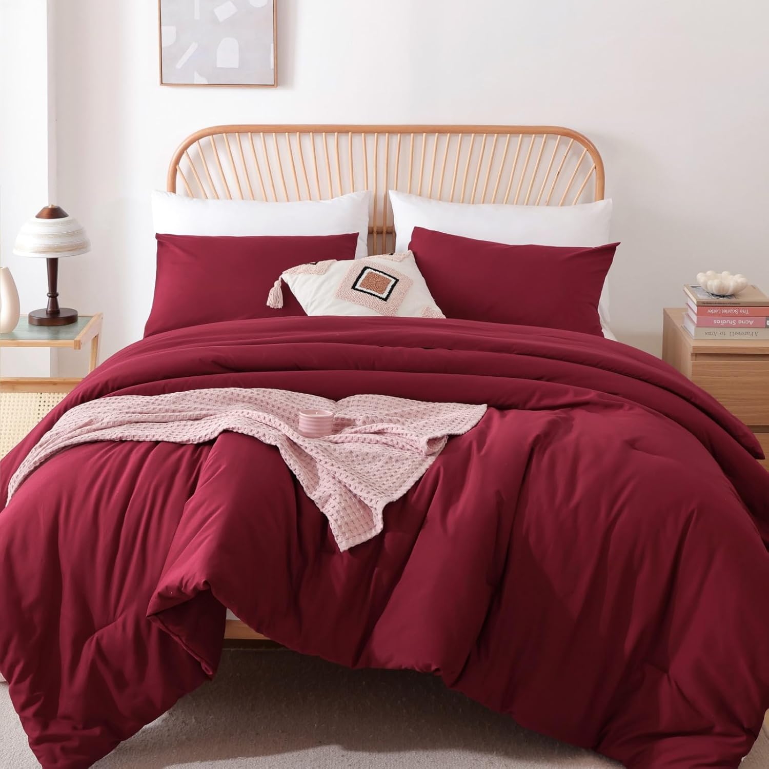 ROSGONIA Twin Comforter (Dark Red)