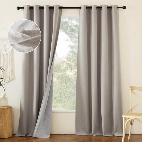 NICETOWN Natural Linen 100% Blackout Curtains