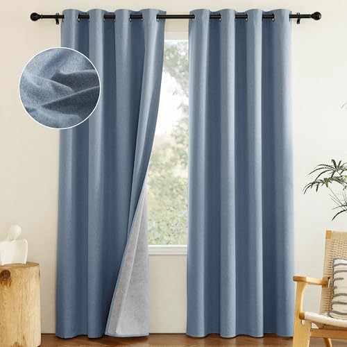 NICETOWN Stone Blue Faux Linen 84"