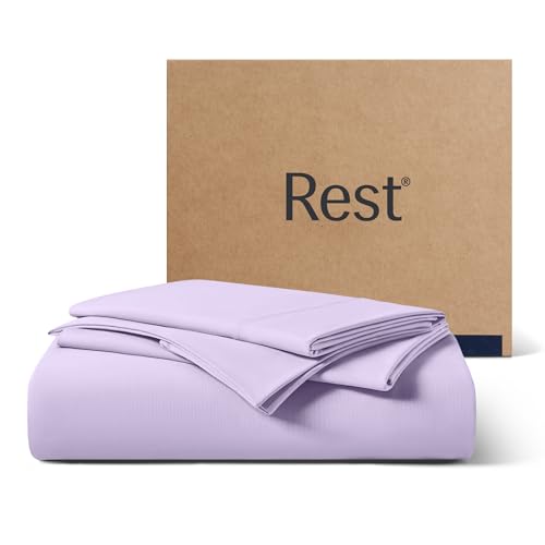 REST Evercool+ Starter Sheet Set, King, Lavender, Breathable Bed Sheets for Hot Sleeper and Night Sweats, with Pillowcases, Ionic+ Self-Cleaning Silver Yarn for Sensitive Skin, 3PCS No Flat Sheet