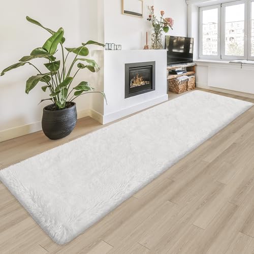 JiaoBaba 2x8ft White Fluffy Runner