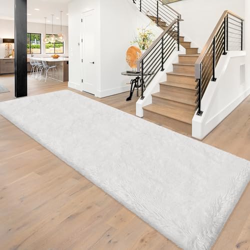 JiaoBaba 3x10ft White Fluffy Runner