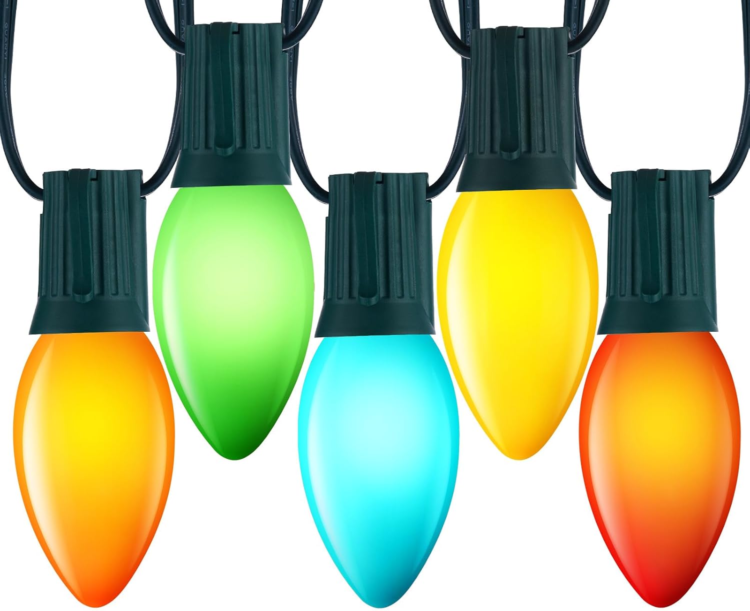 Minetom Outdoor Christmas Lights, 100 FT Vintage Multicolor C9 Christmas String Lights for Christma Holiday Indoor Room Roofline Backyard Garden Patio Home Decor, E17 Base, Green Wire