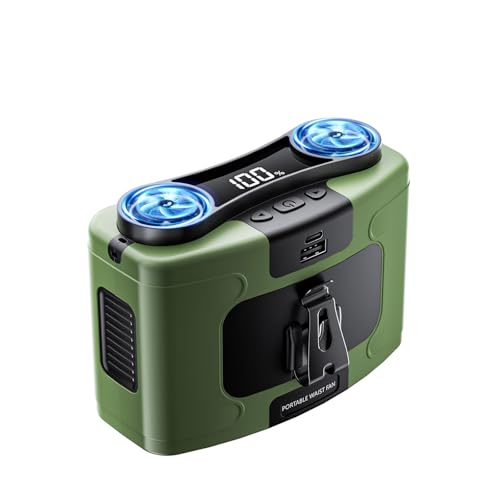 20000mAh Personal Waist Fan, USB Rechargeable Clip The Waist For Working,10 Speed & 40H Cooling and Heatstroke Prevention For Outdoor Travel Camping