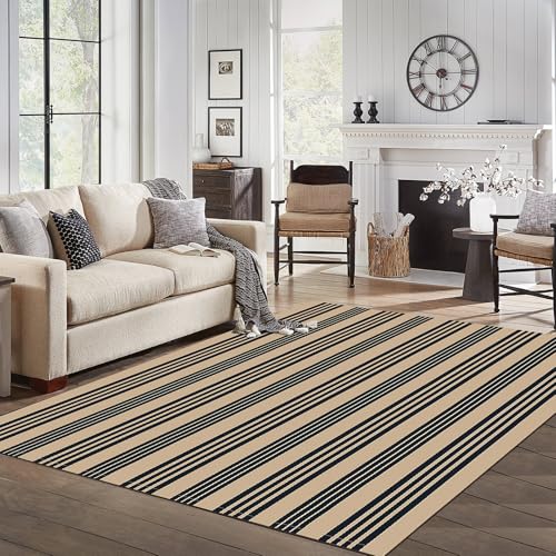 IOHOUZE Black & Tan Striped Rug