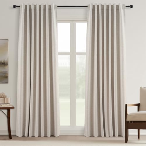 Topfinel 102 Inches Long Blackout Linen Curtains
