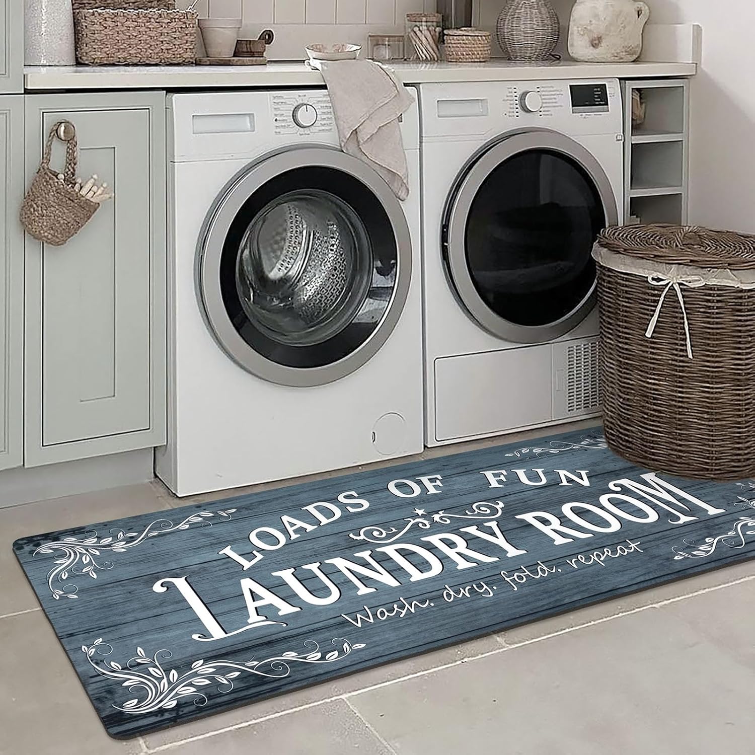 Lansny Laundry Room Rug Runner (Teal)