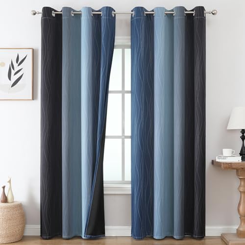 Estelar Textiler Navy Blue & Black Ombre