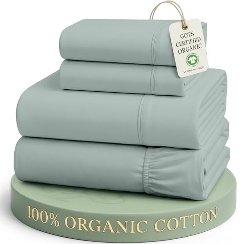 LANE LINEN 100% Organic Cotton Full Sheets Set (French Blue)
