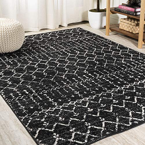 JONATHAN Y Boho Vintage Diamond Black/Ivory Indoor Area Rug 10X14 ft, Moroccan Hype for Living Room, Bedroom, Kitchen, Office, Easy-Cleaning, High Traffic, Pet-Friendly, Non-Shedding (MOH101D-14)