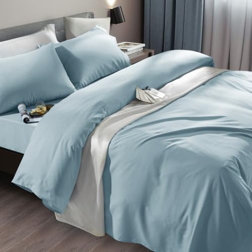 SONORO KATE Bed Sheet Set Super Soft Microfiber 1800 Thread Count Luxury Egyptian Sheets Fit 18-24 Inch Deep Pocket Mattress Wrinkle-6 Piece (Spa Blue, Twin XL)