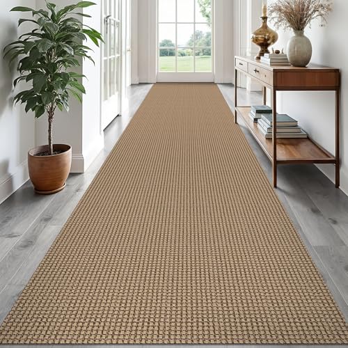EARTHALL Runner Rug 3x18 Ft Washable Runners for Hallways Extra Long Woven Non Slip Entryway Runner Braided Kitchen Runner Indoor Outdoor Carpet Runners for Hotels, Officel, Stair, Orange/Tan/Brown
