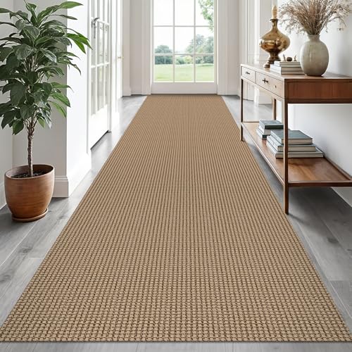 EARTHALL Runner Rug 3x16 Ft Washable Runners for Hallways Extra Long Woven Non Slip Entryway Runner Braided Kitchen Runner Indoor Outdoor Carpet Runners for Hotels, Hall, Stair, Orange/Tan/Brown