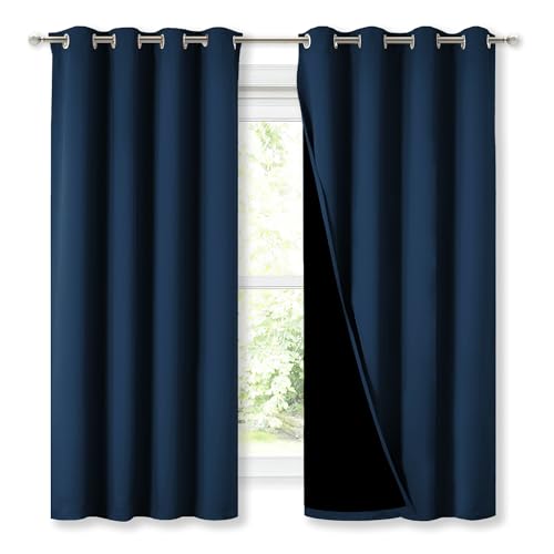 NICETOWN 100% Blackout Curtains (Moroccan Blue, 52x63)
