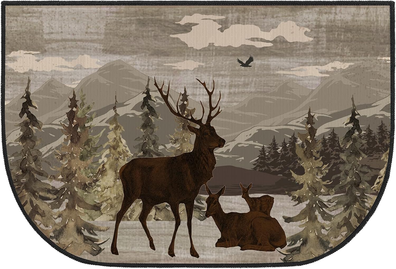 Demissle Fireplace Hearth Rug Fireplace Mats Cabin Southwestern Fireproof Fire Resistant Rug for Wood Stove Floor for Kitchen Indoor Outdoor(Watercolor Deer,24 x 36 Inch)