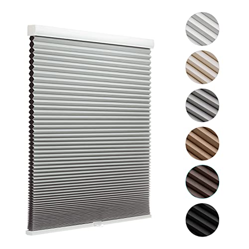 MYshade Blackout Cordless Cellular Shades Honeycomb Shade for Indoor Windows Room Darkening Blinds for Home Office Pull Down Window Shades Easy to Install 30.5 inch Wide, H72 Grey Pleated Shade