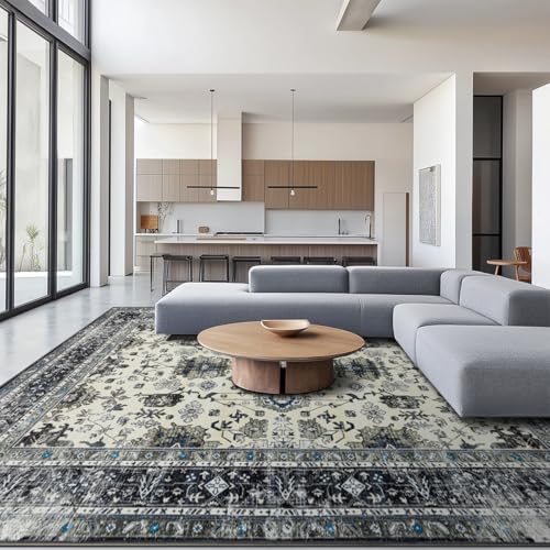 Area Rug Non Slip Machine Washable Ultra Soft Living Room/Bedroom/Kitchen/Outdoor/Classroom White Gray, 8'10'