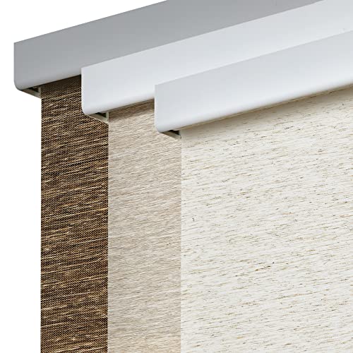 Persilux Roller Shades Light Filtering Roller Window Shades Pull Down, Natural Woven Thermal Insulated Cordless Roller Blinds for Indoor Windows/Patio Easy to Install (Cream 43" W x 72" H)