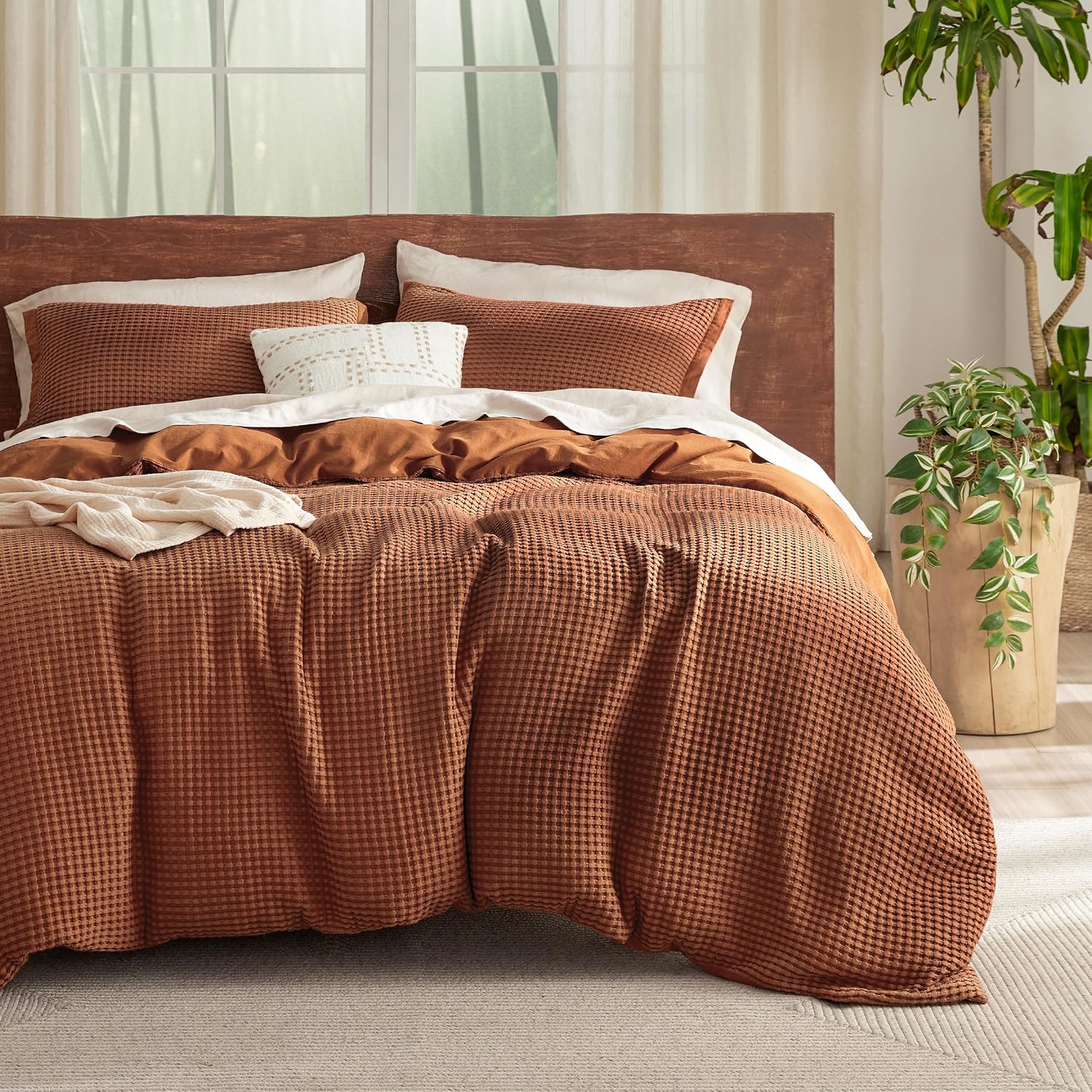 Bedsure Cooling Waffle Duvet Cover (Burnt Orange)