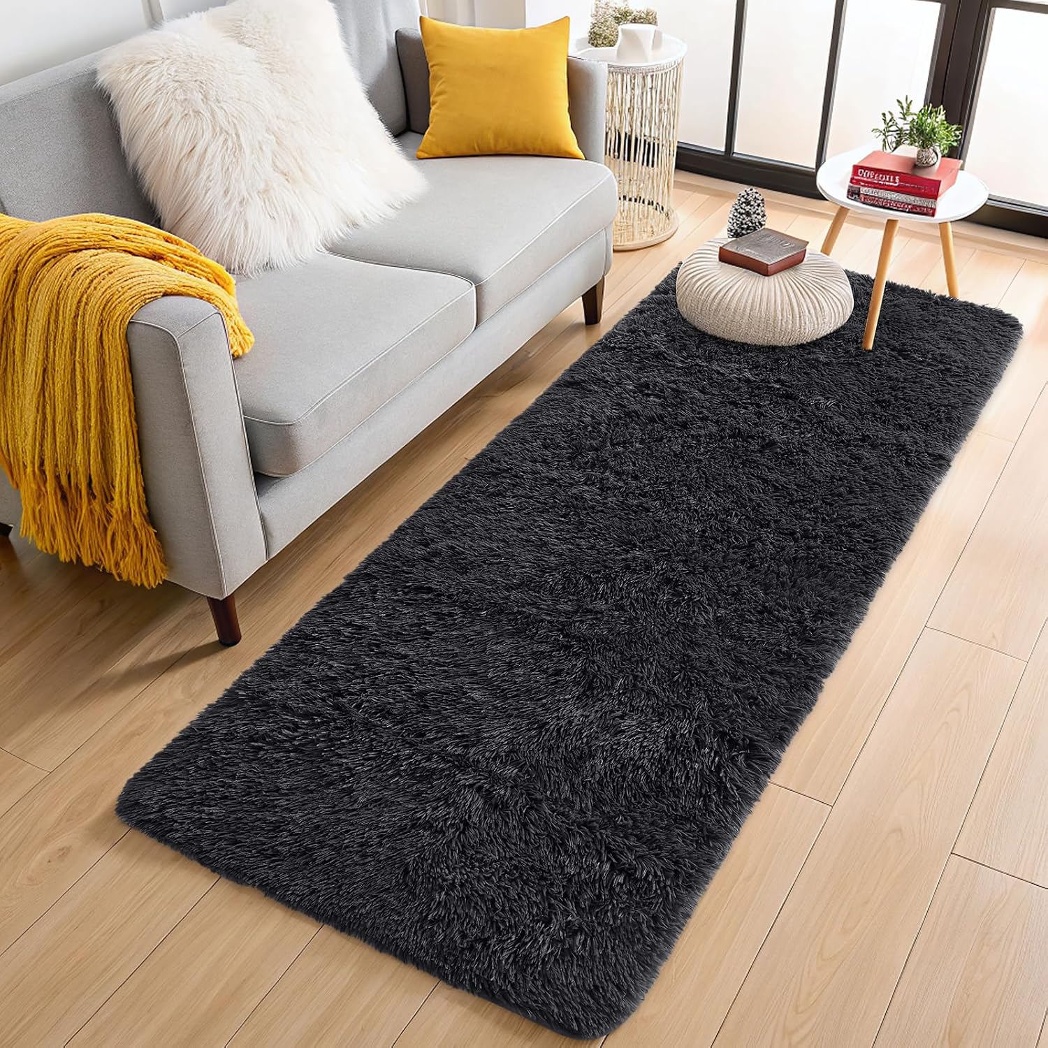 OLANLY 2x8 Machine Washable Runner (Black)