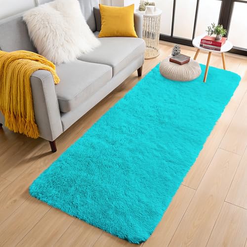 OLANLY 2x8 Machine Washable Runner (Teal Blue)