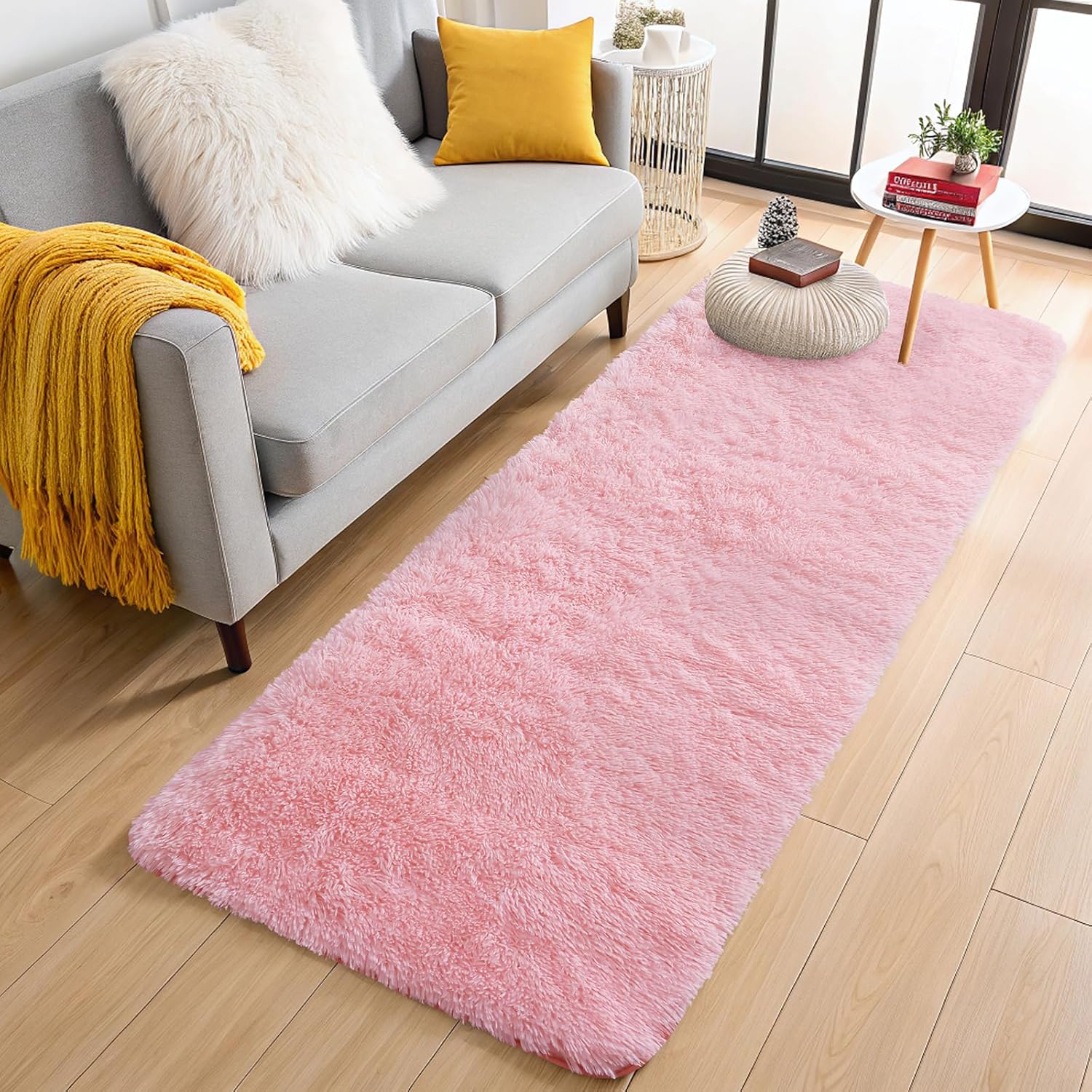 OLANLY 2x8 Machine Washable Runner (Pink)