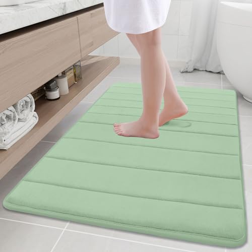 Buganda Memory Foam Bath Mat, 40" x 32", Ultra Soft and Non-Slip Bathroom Rugs, Water Absorbent and Machine Washable Bath Rug Runner for Bathroom, Shower, and Tub, Sage Green