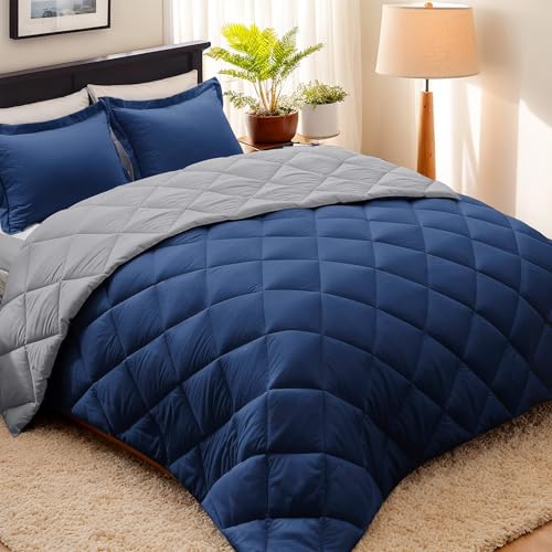 HIG 3pc Navy King Size Comforter Set