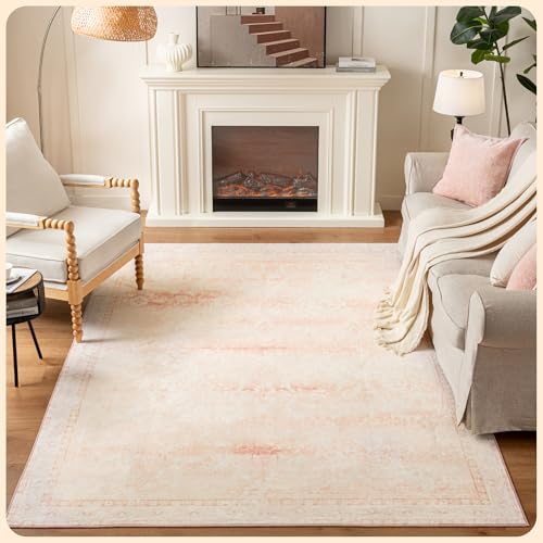 Istana 6x9 Area Rug - Pink Rugs for Living Room 6x9 - Foldable Boho Rugs for Bedroom - Stain Resistant Washable Rug - Eco-Friendly Area Rugs - Easy to Clean Living Room Rug