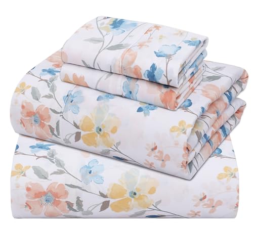 ZOYER 100% Cotton Sheets - Cooling & Crisp California King Percale Sheet Sets, 16" Deep Pockets Bed Set, Lightweight & Breathable, Durable, 4 Pieces, Summer Spring