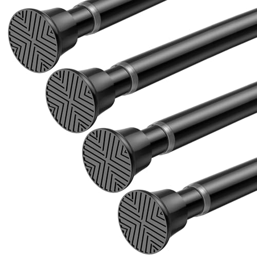 4Pack Small Tension Rods 16-38Inch Black Tension Rod Adjustable Curtain Rod No Drilling Spring Rods for Windows Short Tension Rods for Doorway,Closet,Window