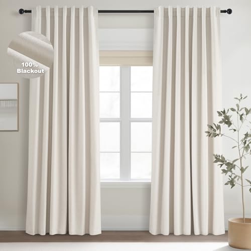 Topfinel Off-white Blackout Cream White Curtains