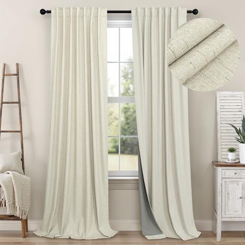 Pitalk Modern Blackout Linen-Textured Curtains