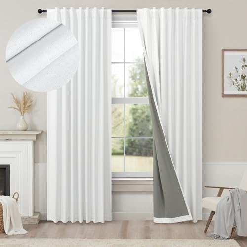 Pitalk White Room Darkening Curtains