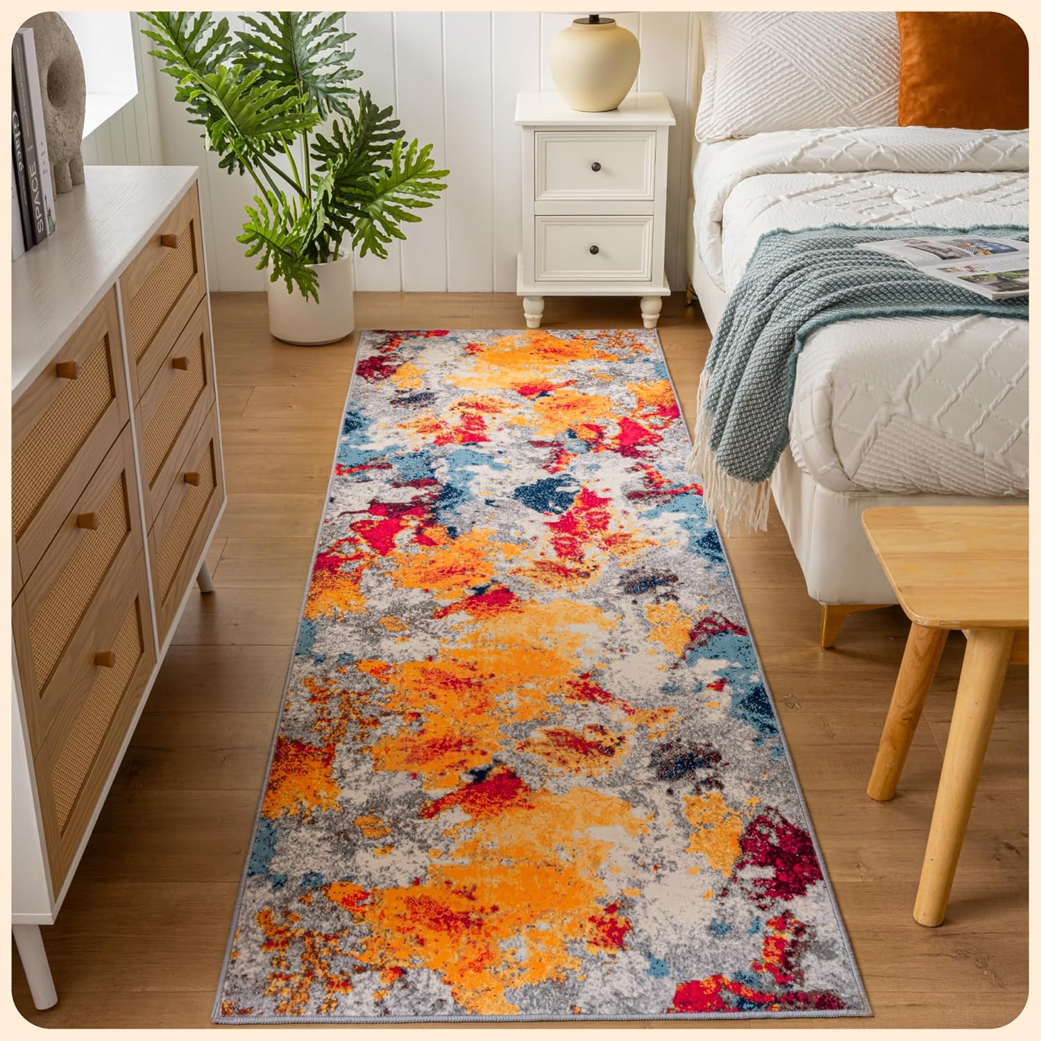 Istana Hallway Runner Rug 2.5x8 - Multi Colors Kitchen Rugs Non Slip Washable -Silk's Soft Touch Carpet Runner - Stylish Rugs for Home