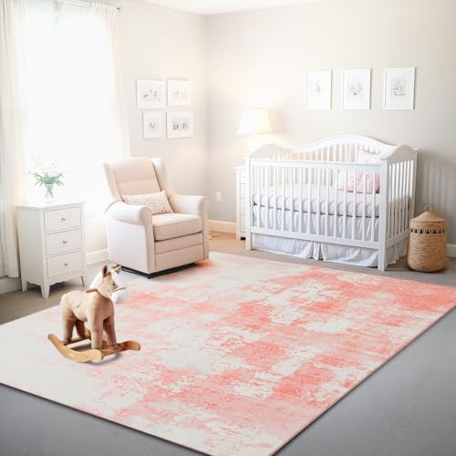 Istana 8x10 Area Rug - Pink 8x10 Rugs for Living Room - Foldable Rugs for Bedroom - Stain Resistant Washable Rug - Eco-Friendly Area Rugs - Easy to Clean Living Room Rug