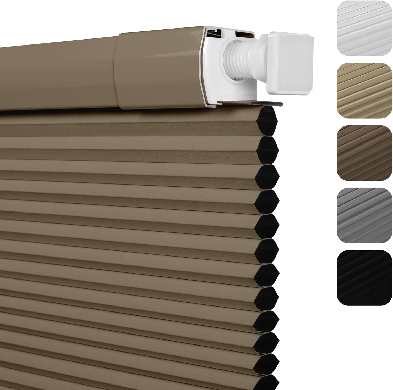 No Drill No Tools Blackout Cellular Shades (Brown)