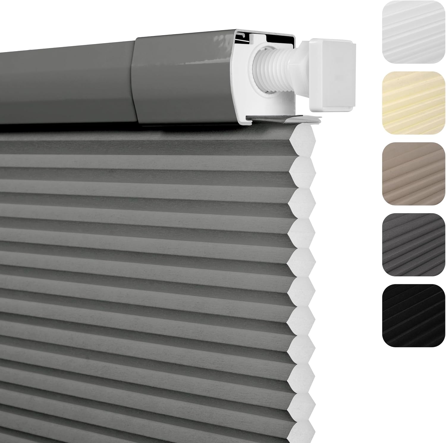 No Drill No Tools Light Filtering Cellular Shades (Gray)