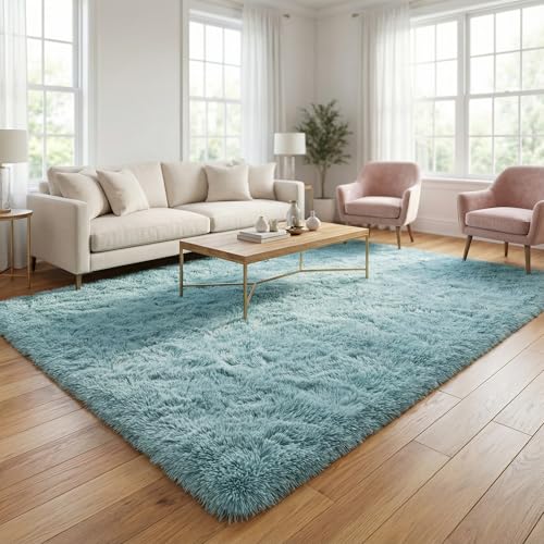 Merelax Shaggy Rug (8x10, Turquoise Green)