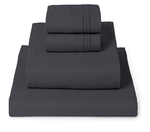 Mellanni King Sheets Set - 4 PC Iconic Collection Bedding - Hotel Luxury, Extra Soft, Cooling Bed Sheets - Wrinkle, Fade, Stain Resistant (King, Charcoal)