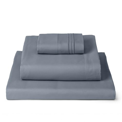 Mellanni Twin Sheets Set - 3 PC Iconic Collection Bedding - Hotel Luxury, Extra Soft, Cooling Bed Sheets - Wrinkle, Fade, Stain Resistant (Twin, Mineral Gray)