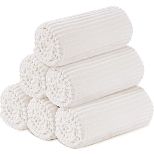 Buryeah 6 Pcs Flannel Throw Blanket Bulk 50 x 60 in Sleepover Blankets Outdoor Wedding Throw Lightweight, Oeko-TEX Standard 100 Certified for Sofa Donation Homeless Gifts (Cream White)