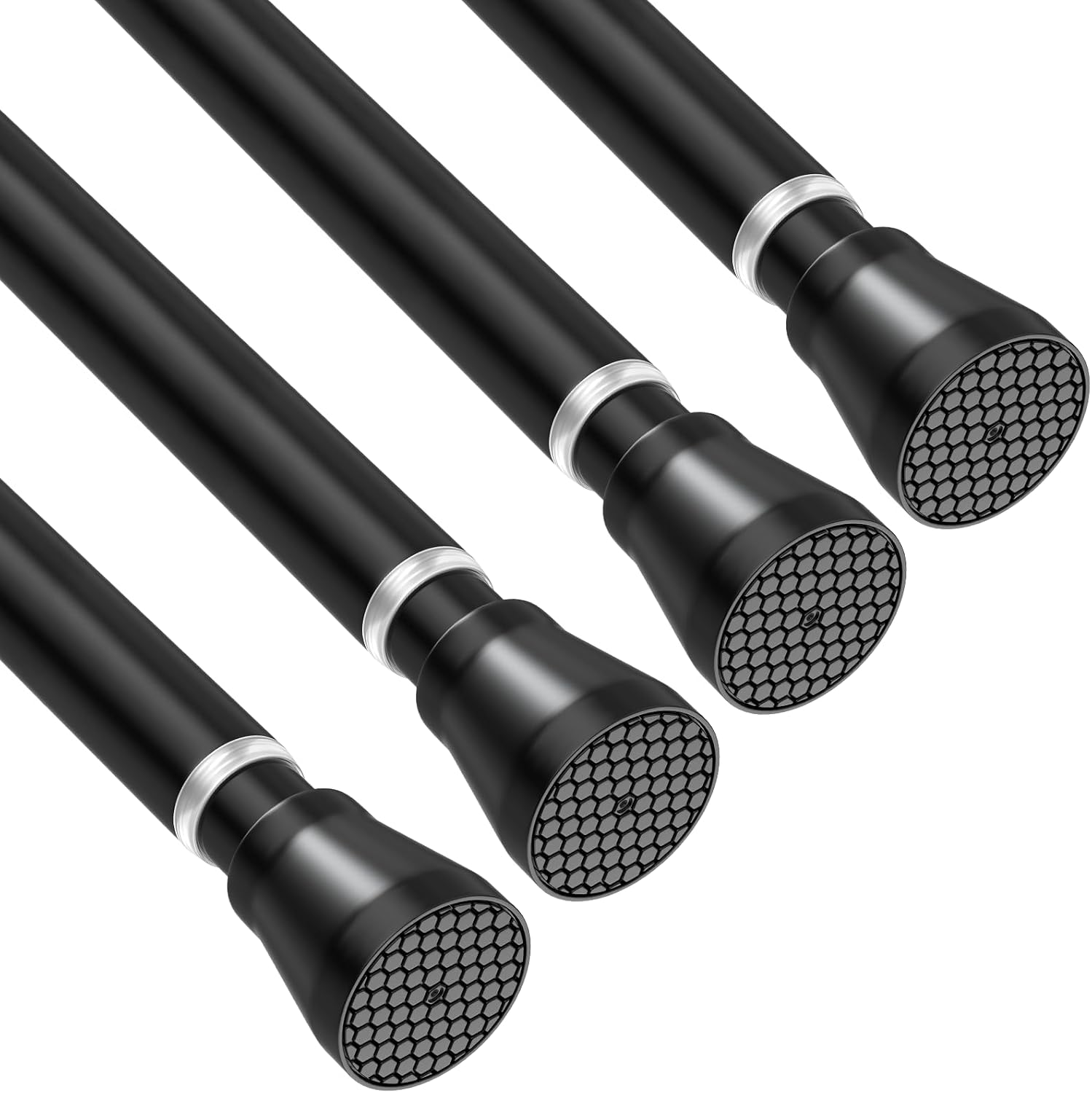 AIZESI 4PCS Black Shower Curtain Rods