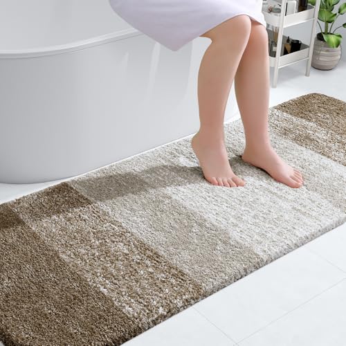 OLANLY Bathroom Runner Rugs 70x24, Extra Soft Absorbent Microfiber Bath Rugs, Rubber Backing, Quick Dry, Machine Washable Bath Mats for Bathroom Floor, Tub and Shower, Home Decor Accessories, Coffee
