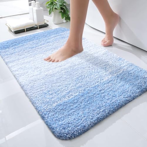 OLANLY Bathroom Rugs Mat 24x16 (Light Blue)